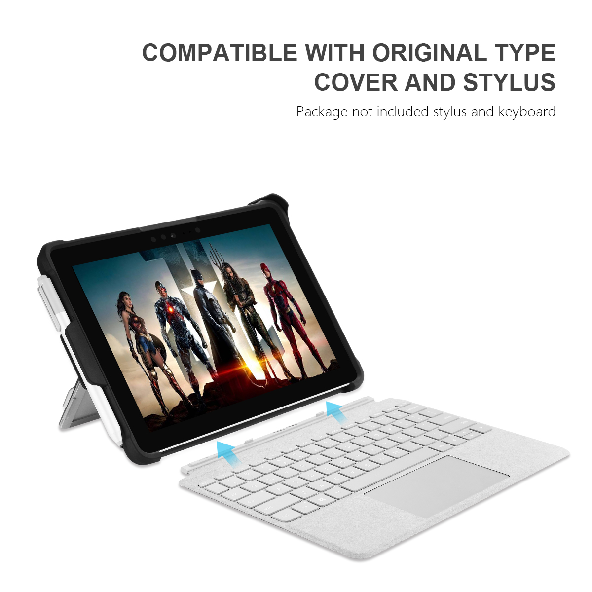 TPU Tablet Case For Microsoft Surface Go3/2/1 with Pen Holder & Hand Strap & Shoulder strap